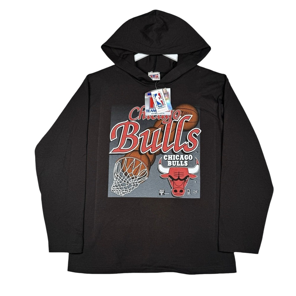 New - Vintage 90s Chicago Bulls Hooded Shirt - Team Rated - Youth Large 14-16